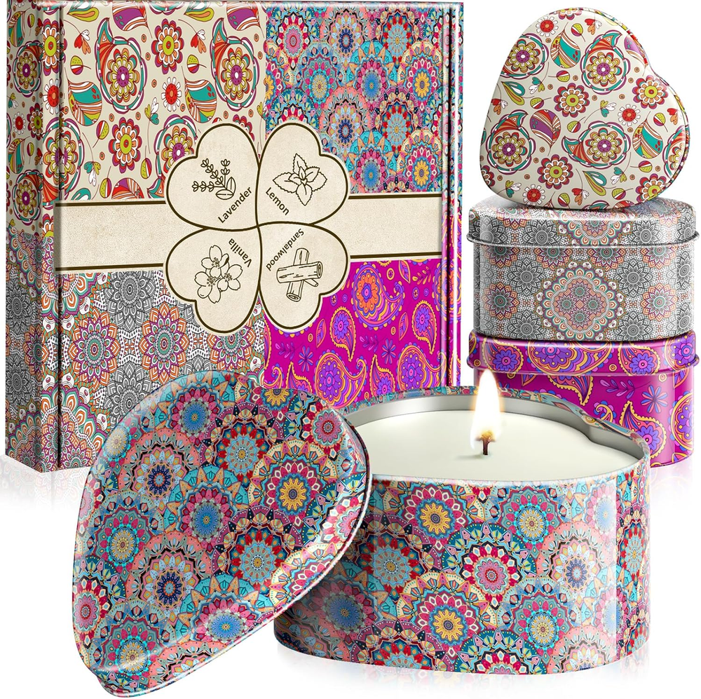 Scented Candles, 4 Pack Candles for Women, Candle Set 4 Different Scents, Natura
