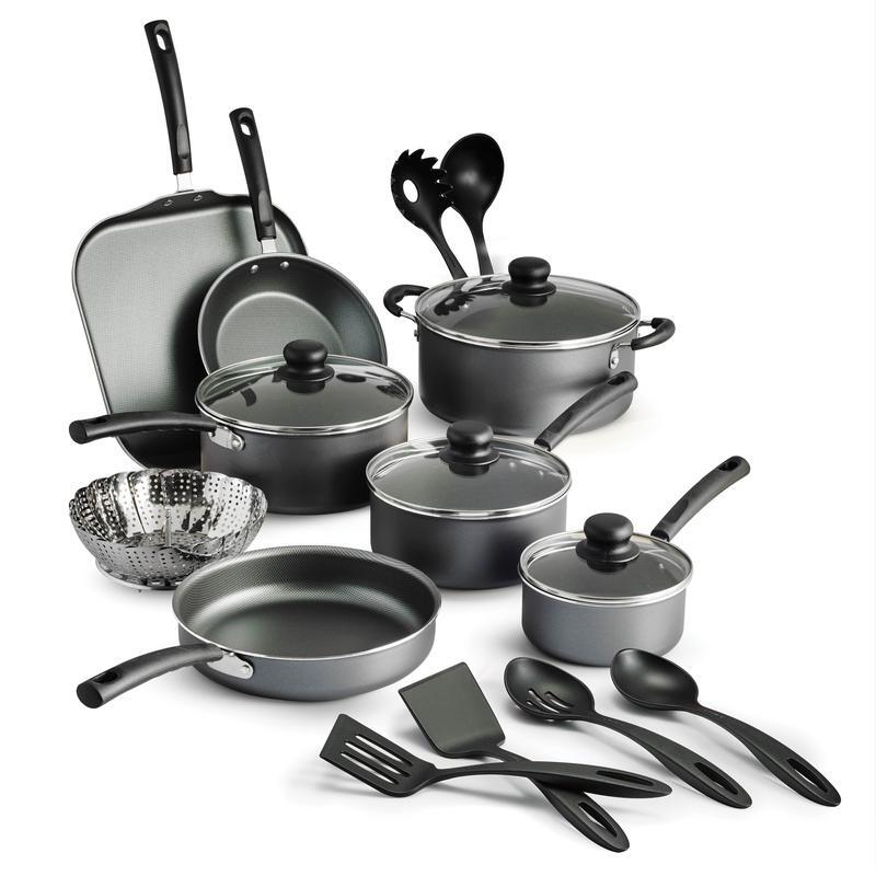 18 Piece Nonstick Cookware Set Heat Resistant Lids Easy Clean Dishwasher Safe US