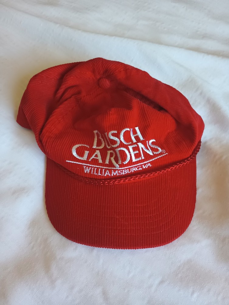 Vintage Bush Gardens Red Budweiser Hat Williamsburg VA Designer Award