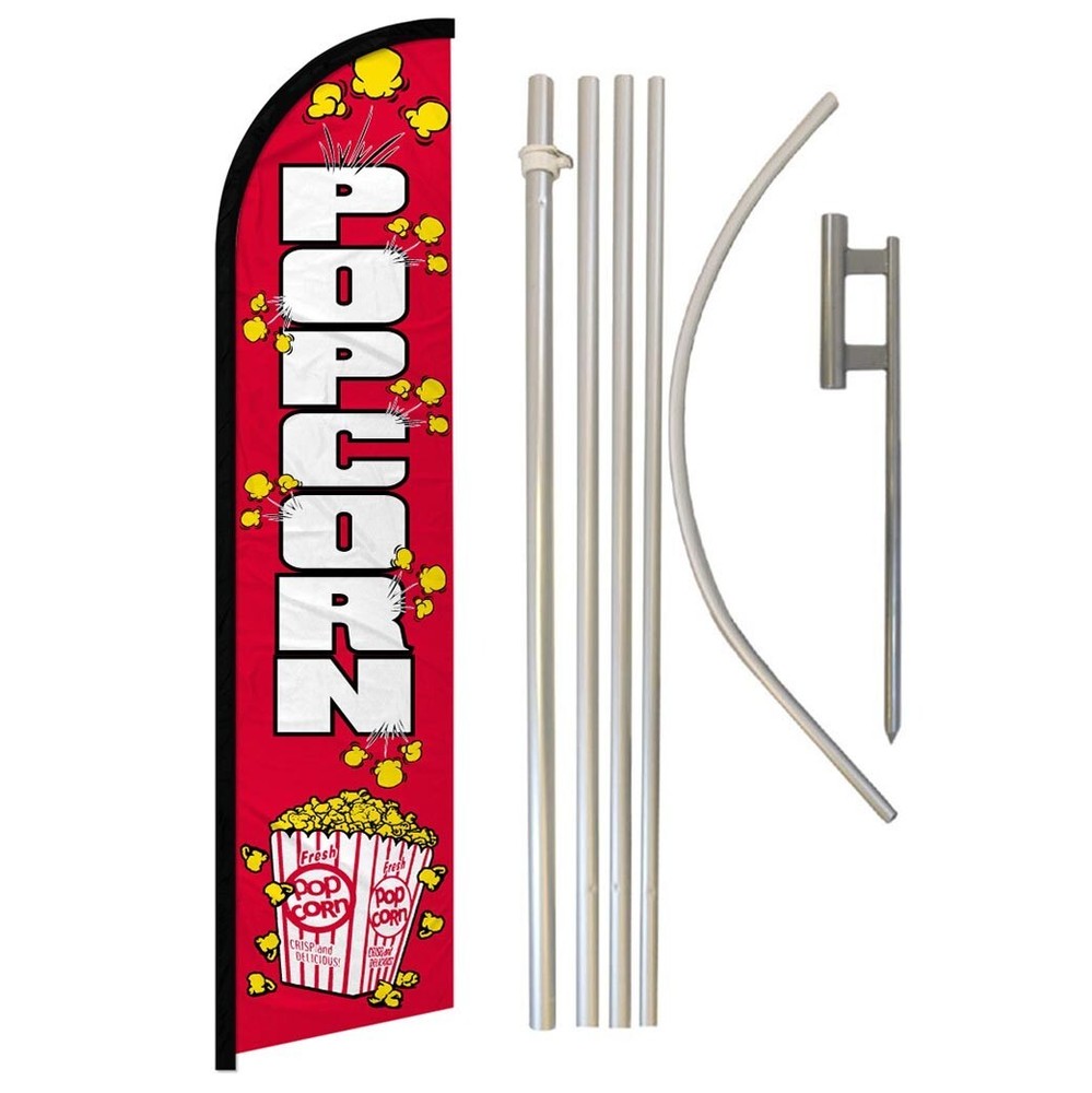 Windless Swooper Full Curve Popcorn Flag Pole Kit for Concessions Food Stands