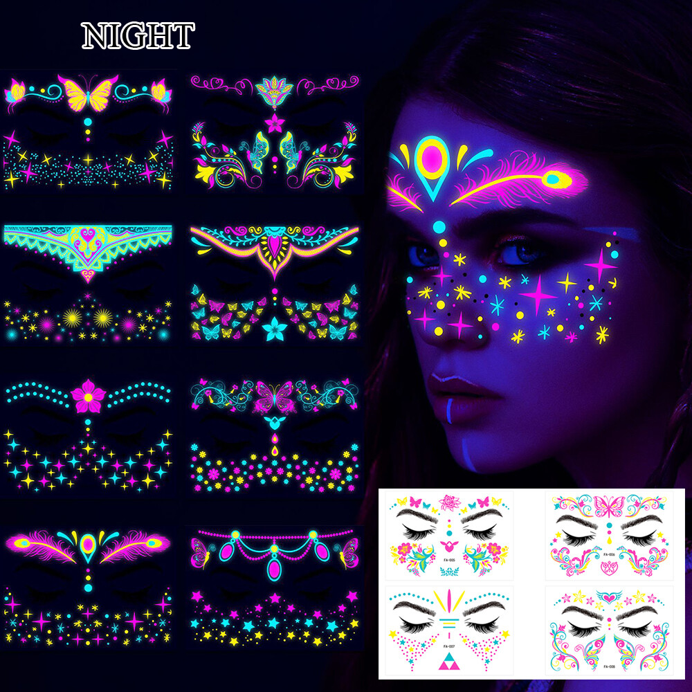 Glow-in-the-Dark Waterproof Tattoo Stickers for Music Festivals