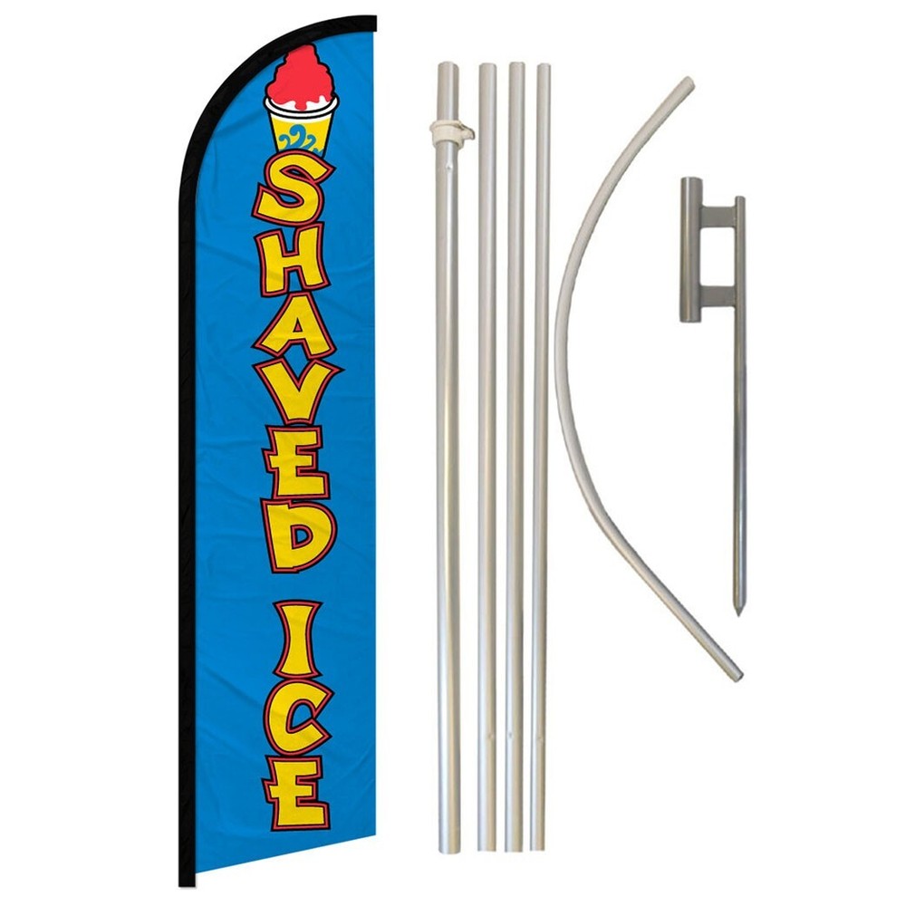 Shaved Ice Full Curve Windless Swooper Flag Pole Kit Concessions Food
