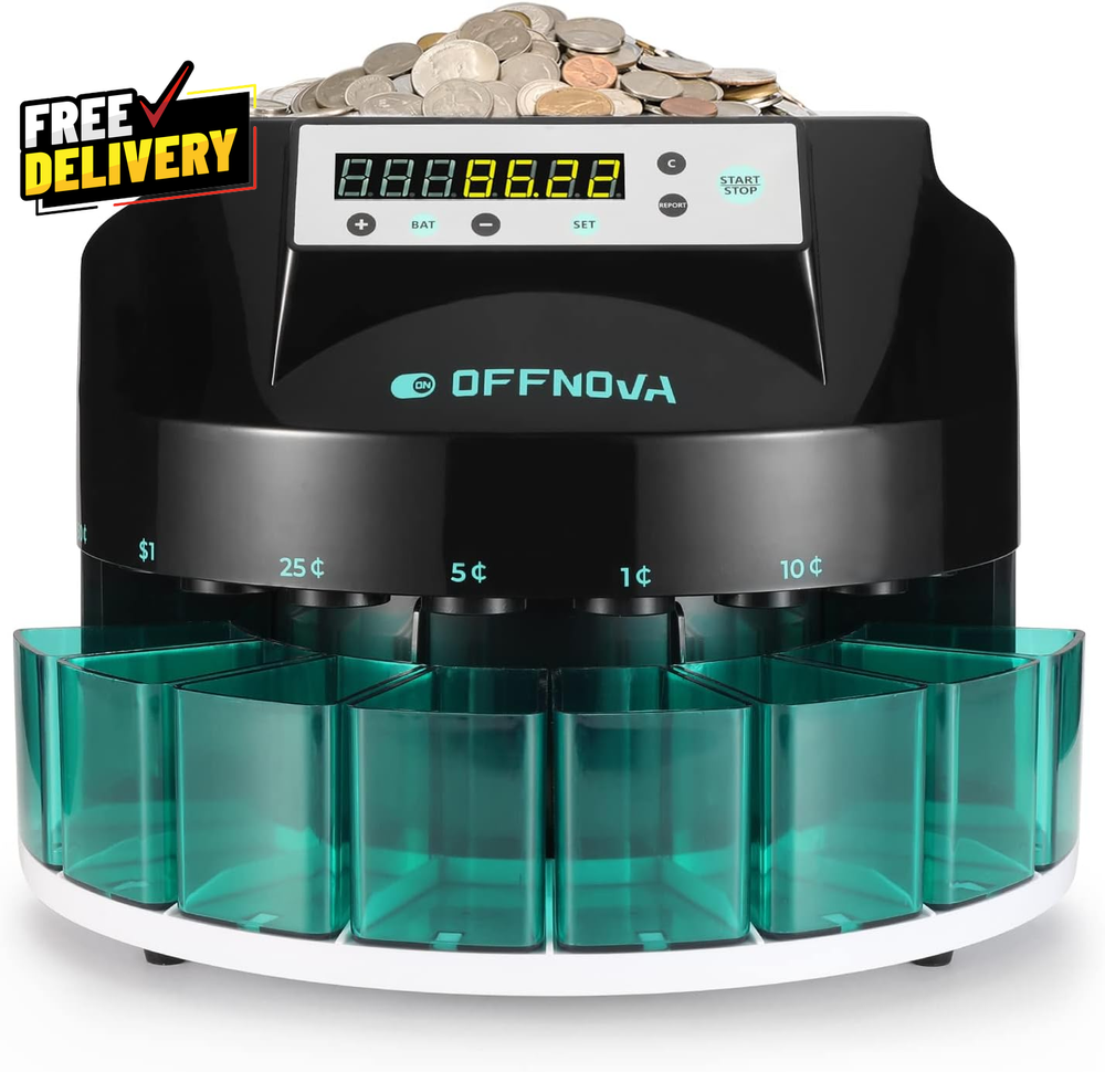 Electric Coin Sorter & Counter Machine 300 Coins/Min LED US Denominations