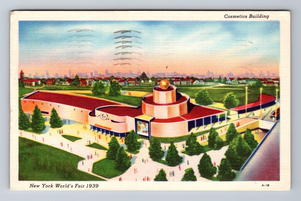 Queens NY-New York, Aerial Cosmetics Building, Vintage c1939 Postcard