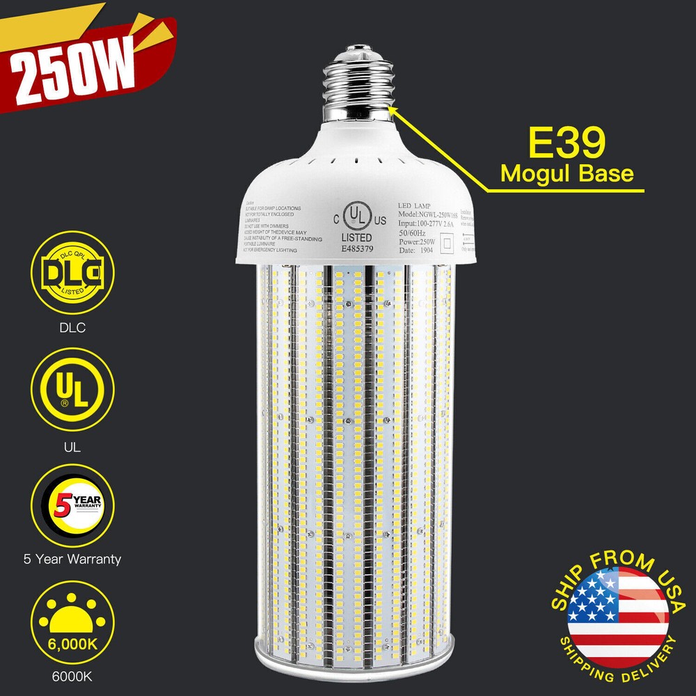 250W LED Corn Light for Warehouse Factory Workshop High Bay Open Fixture Bulb