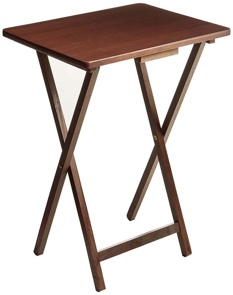 New Mainstays Indoor Single Folding TV Tray Table - Walnut L 19 x W 15 x H 26