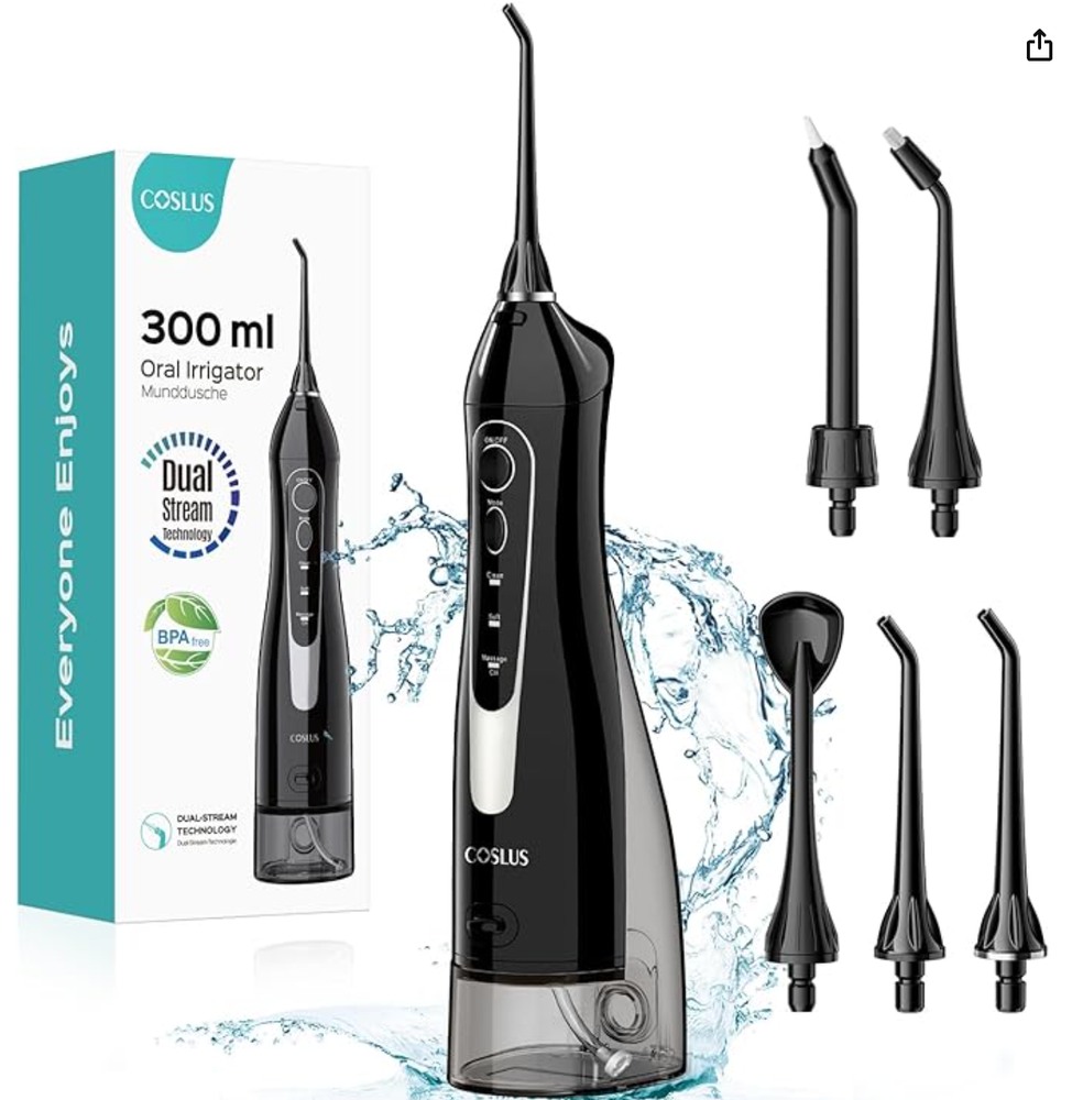COSLUS Water Dental Flosser Teeth Pick Portable Cordless Oral Irrigator 300ML