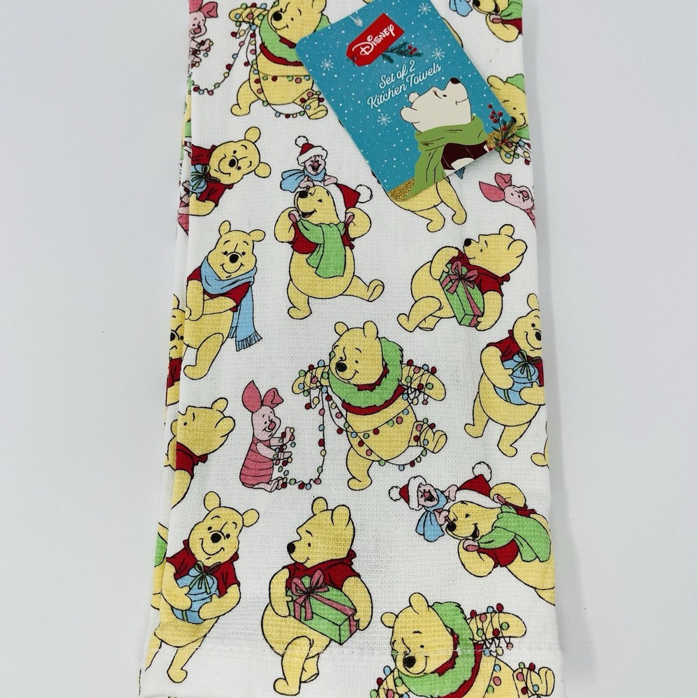 Disney Winnie Pooh 2 Pack Kitchen Hand Towels Christmas Tangled Lights Piglet