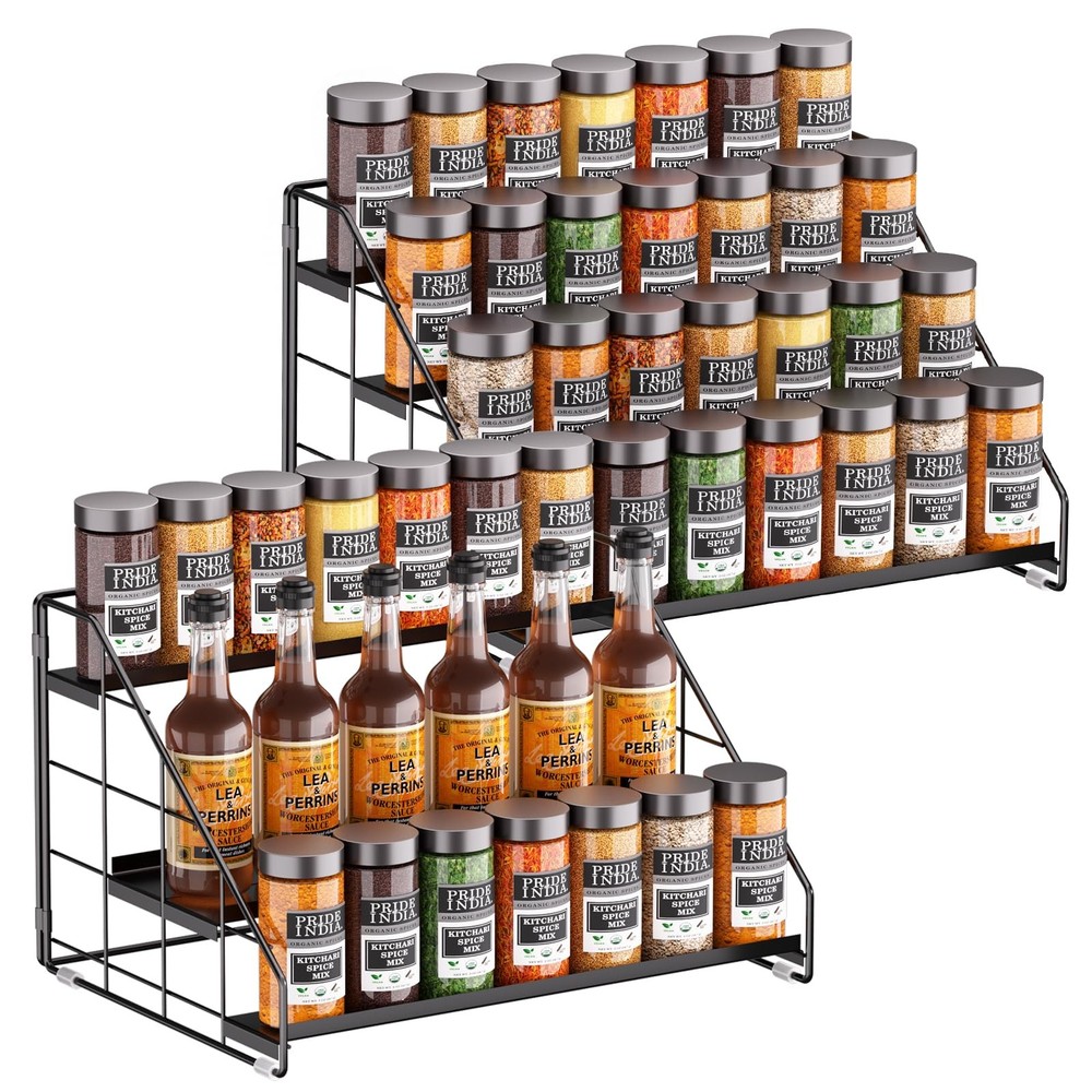4 Tiered Spice Rack Organizer, 2 Pack Spice Rack Organizer for Cabinet, Tiere...