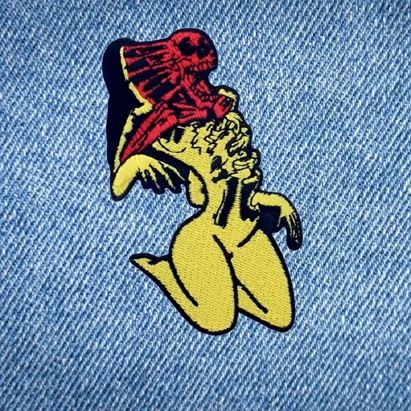 Horror Skeleton Girl Iron-on or Sew-on Patch - DIY Denim Jean or Jacket Projects