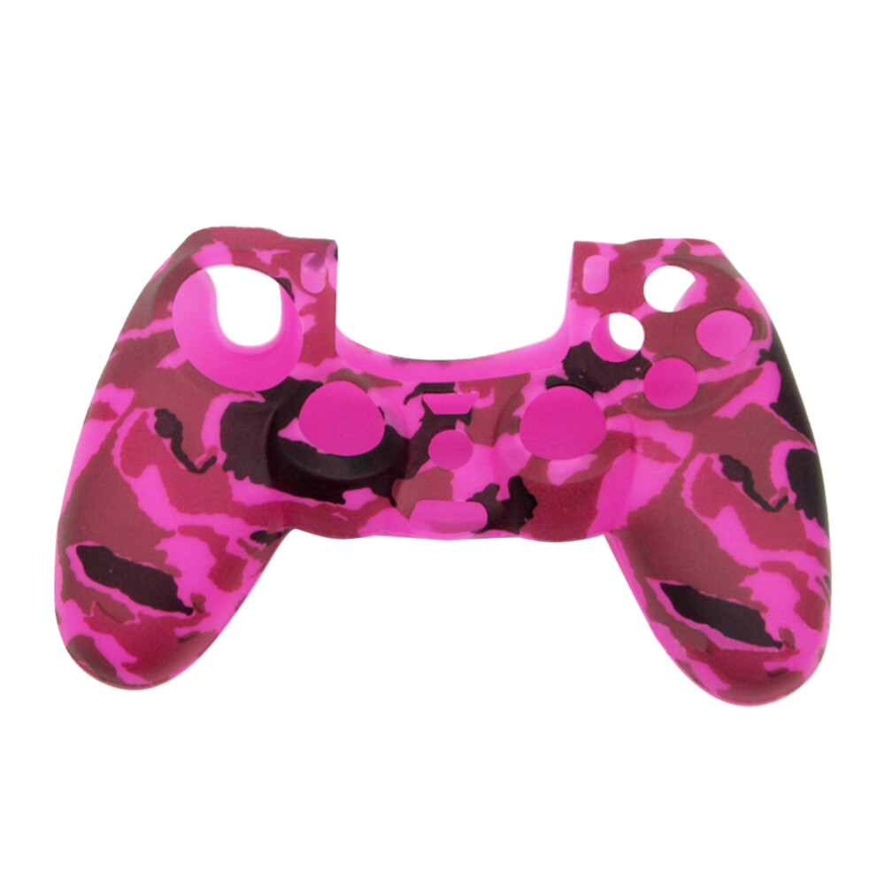 Silicone Rubber Camouflage Rosy Grip Cover Case for 4 Controllers