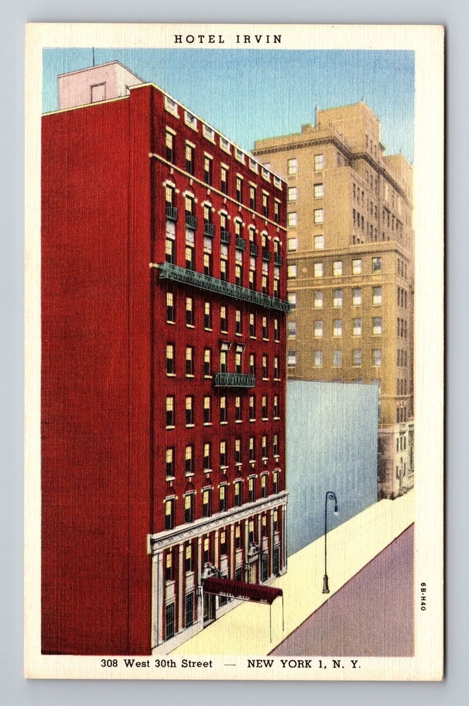 New York City NY, Hotel Irvin, Souvenir, Vintage Postcard