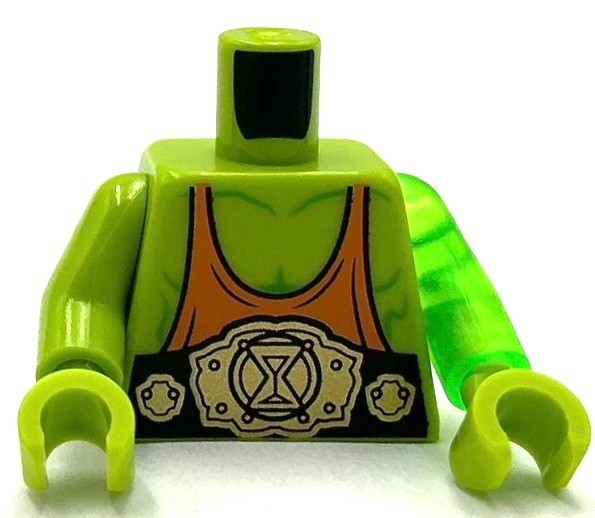 Lego New Minifig Lime Torso Muscles Outline Orange Tank Top Belt Part