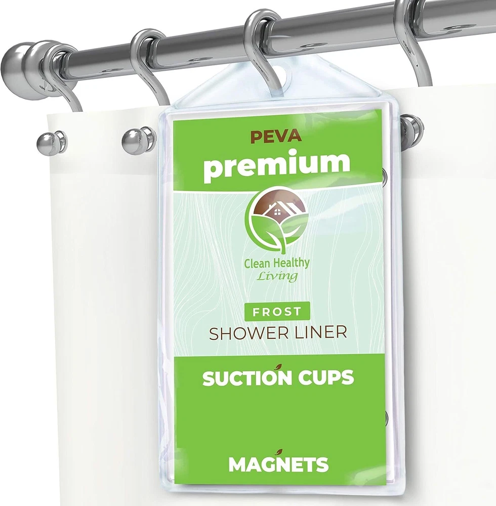 Clean Healthy Living Premium PEVA Shower Liner/Curtain Odorless & Mildew Res...-image