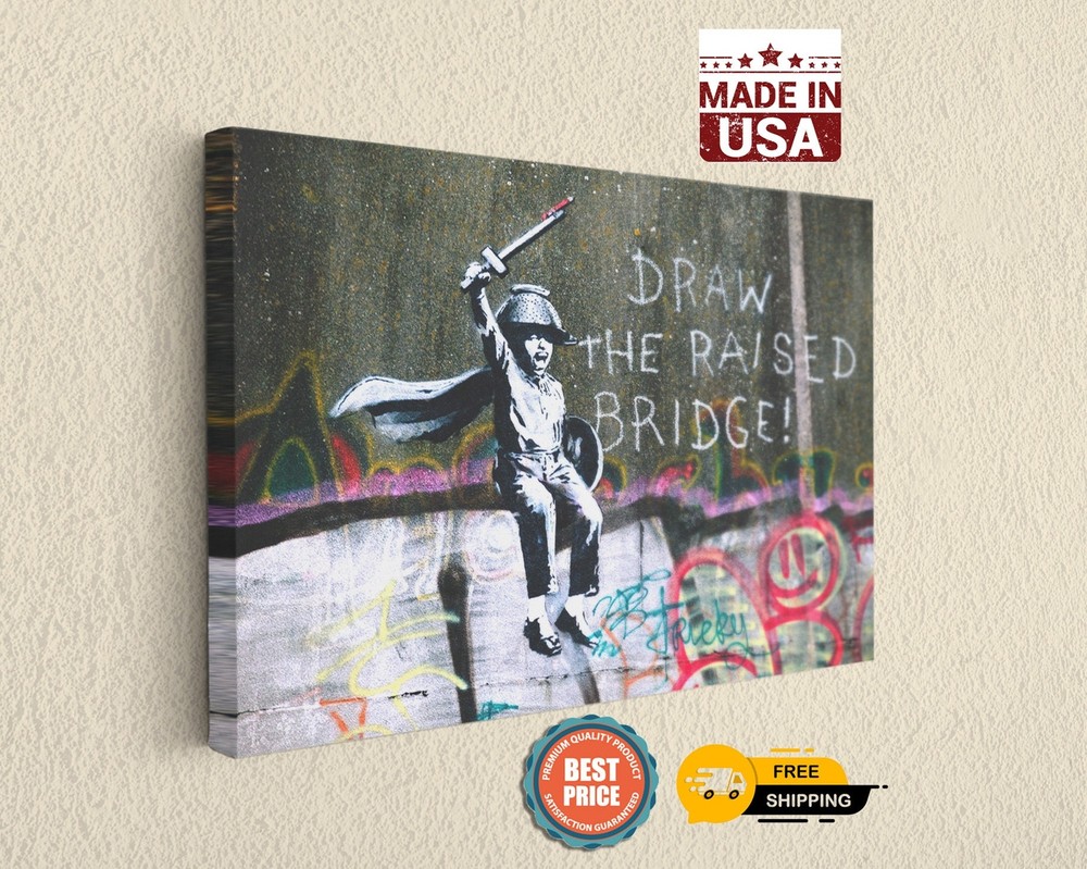 Draw The Raised Bridge by Banksy Street Art on Canvas Print - Home Decor