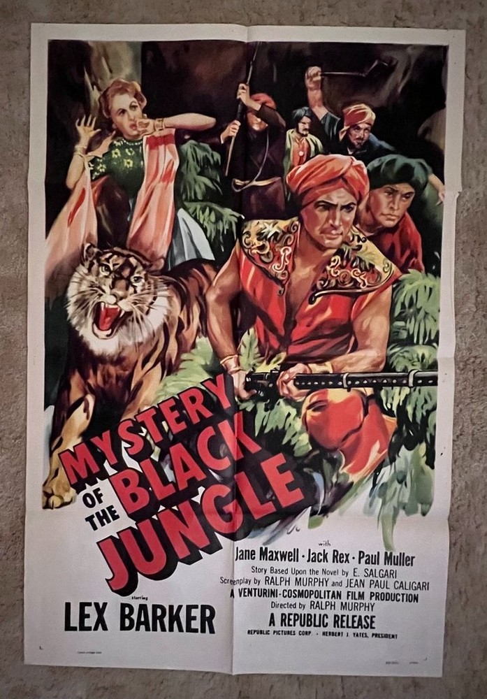 Mystery of the Black Jungle 1954 Movie Poster 27x41 Italian Lex Barker