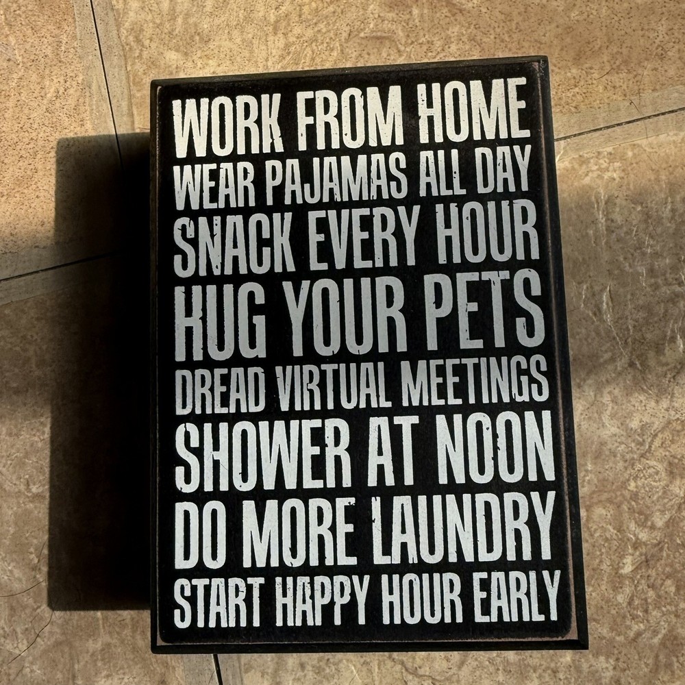 Work From Home Small Decorative Sign Wooden Sign Home Decor Wall Hanging Black-image