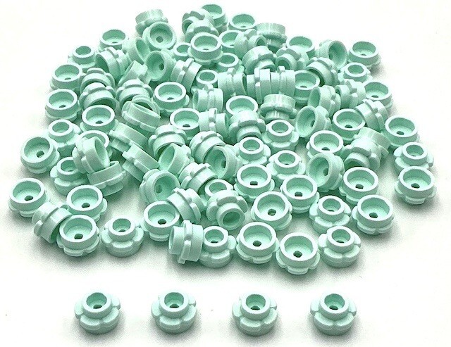 Lego 100 New Light Aqua 1x1 Round Flower Edge Plates 5 Petals Parts