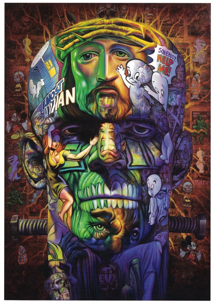 Ron English image on an art book page: Frame it Casper The Ghost Frankenstein