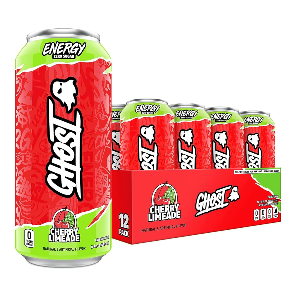 Energy Drink - 12-Pack, Cherry Limeade, 16Oz - Energy & Focus & No Artificial Co