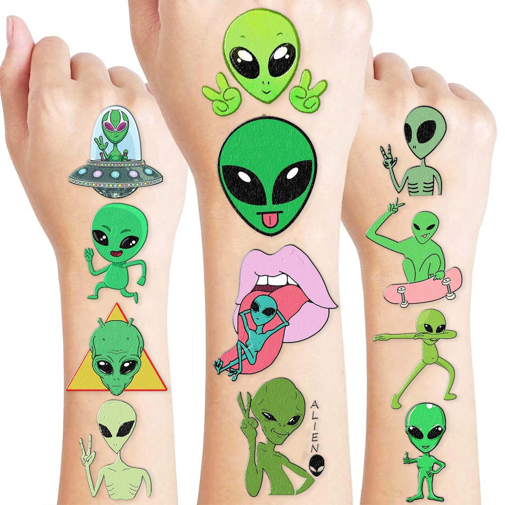 96PCS Alien Space Temporary Tattoos for Kids – Fun Birthday Party Favors