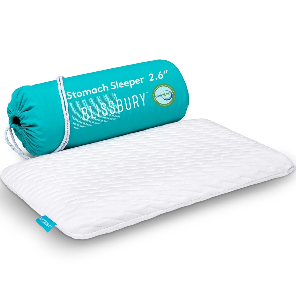 BLISSBURY Thin Memory Foam Pillow for Stomach Sleepers – Comfortable Support