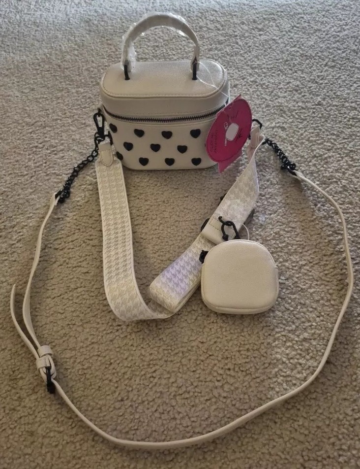 BETSEY JOHNSON XO Halen Studded Heart Top Handle Crossbody Bag