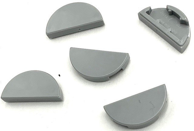 Lego 5 New Light Bluish Gray Tiles Flat Smooth Round 1 x 2 Half Parts