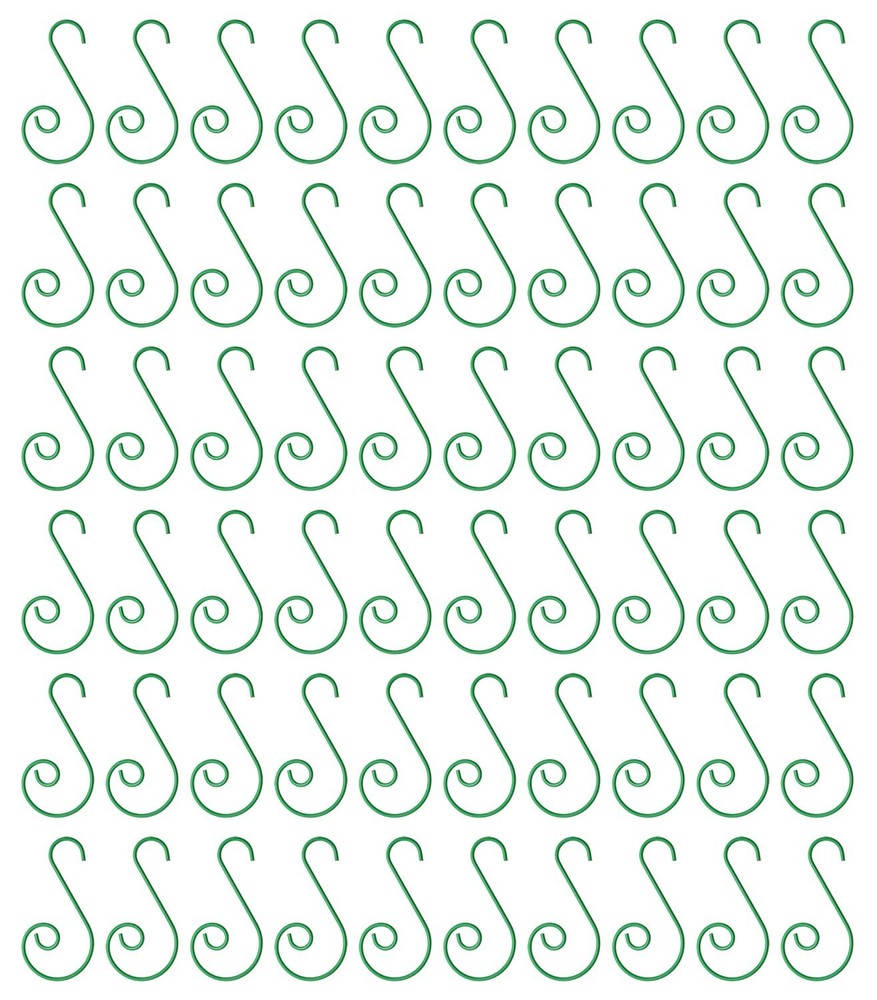 Green Metal S-Hooks for 1.6-Inch Christmas Ornaments - 60PCS-image