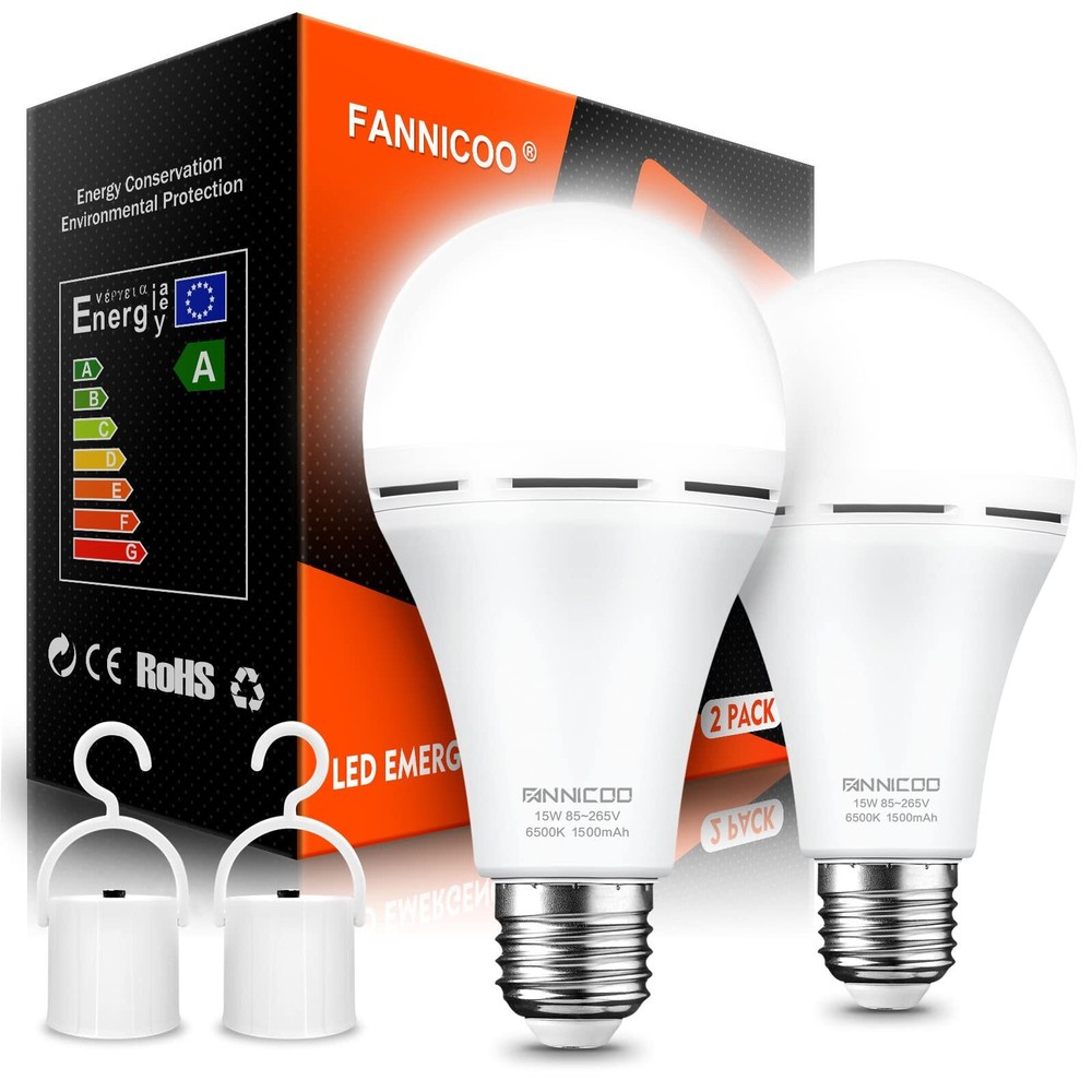 Rechargeable Emergency Light Bulbs LED Bulbs 1500mAh Battery Backup for Power...