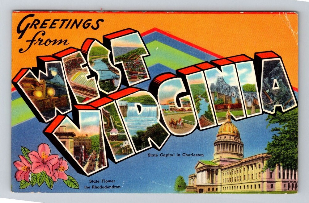 WV-West Virginia, General LARGE LETTER Greetings, Vintage c1967 Postcard
