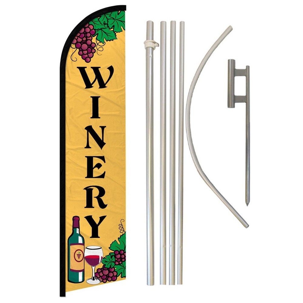 Winery Full Curve Windless Swooper Flag Pole Kit for Vineyard Wine Bars