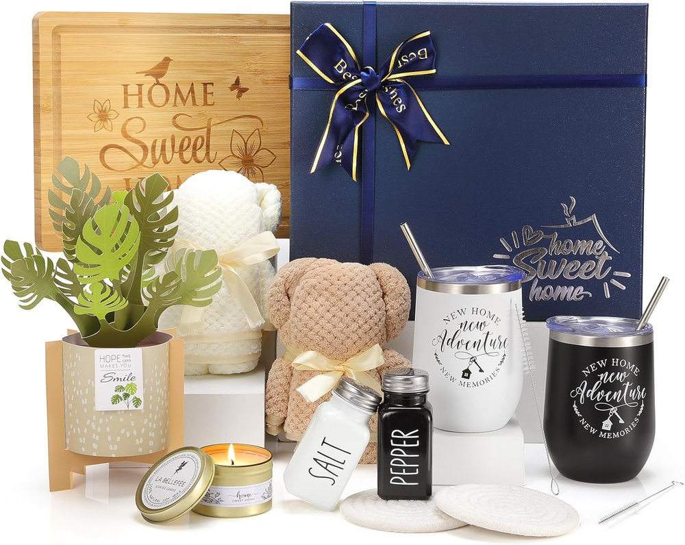 House Warming Gifts New Home, 12 Pcs Housewarming Gifts Basket for New House wit