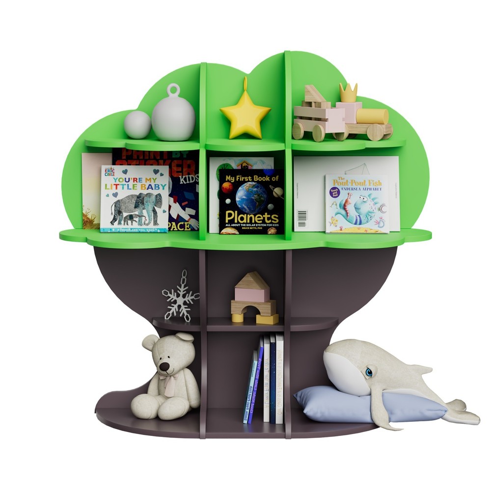 4-Tier Green Tree Kids Bookshelf for Toddlers - Perfect Boy or Girl Gift-image