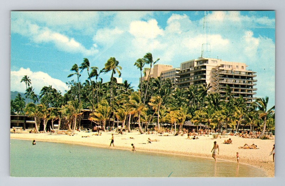 Vintage Hilton Hawaiian Village Waikiki Hawaii Advertising Postcard
