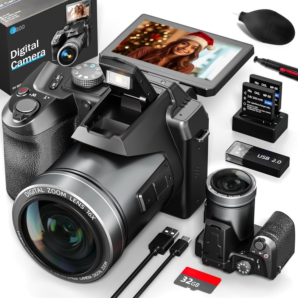 5K Digital Camera 64MP 3'' Flip Screen WiFi Autofocus Video Camera for YouTube
