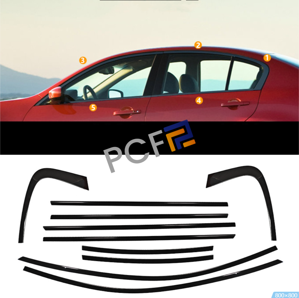 For Infiniti G25 G37 Sedan 2009-2013 Gloss Black Stainless Car Window Trim Strip