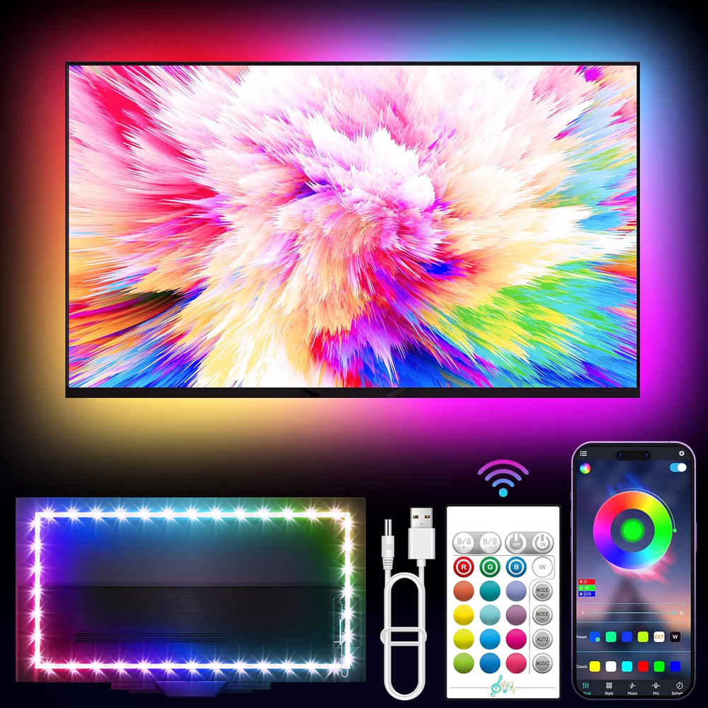 LED Lights for TV, 16.4Ft TV LED Backlight for 45-75In, RGB TV Backlight behind