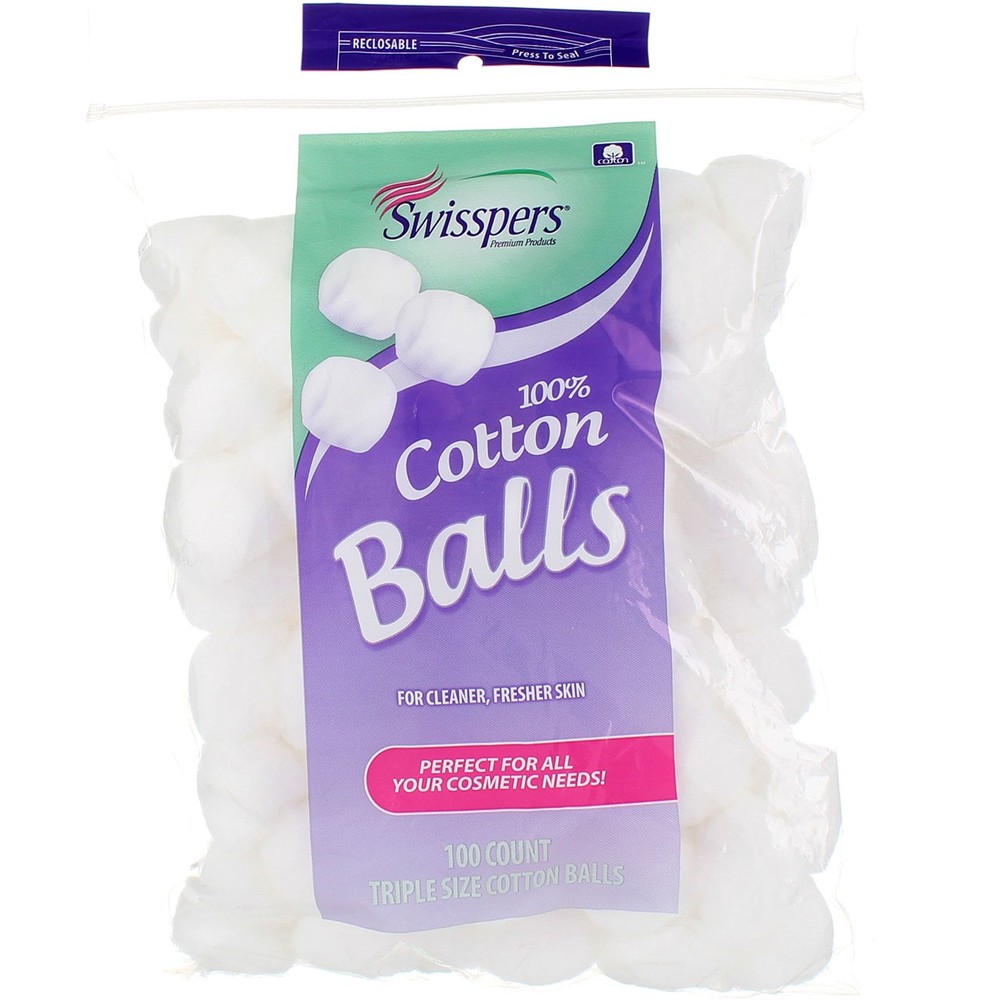 3 Pack Swisspers Triple Size Cotton Balls 100 Count Each