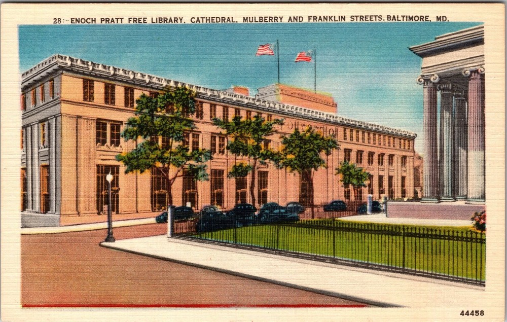 Baltimore MD-Maryland, Enoch Pratt Free Library, Vintage Postcard