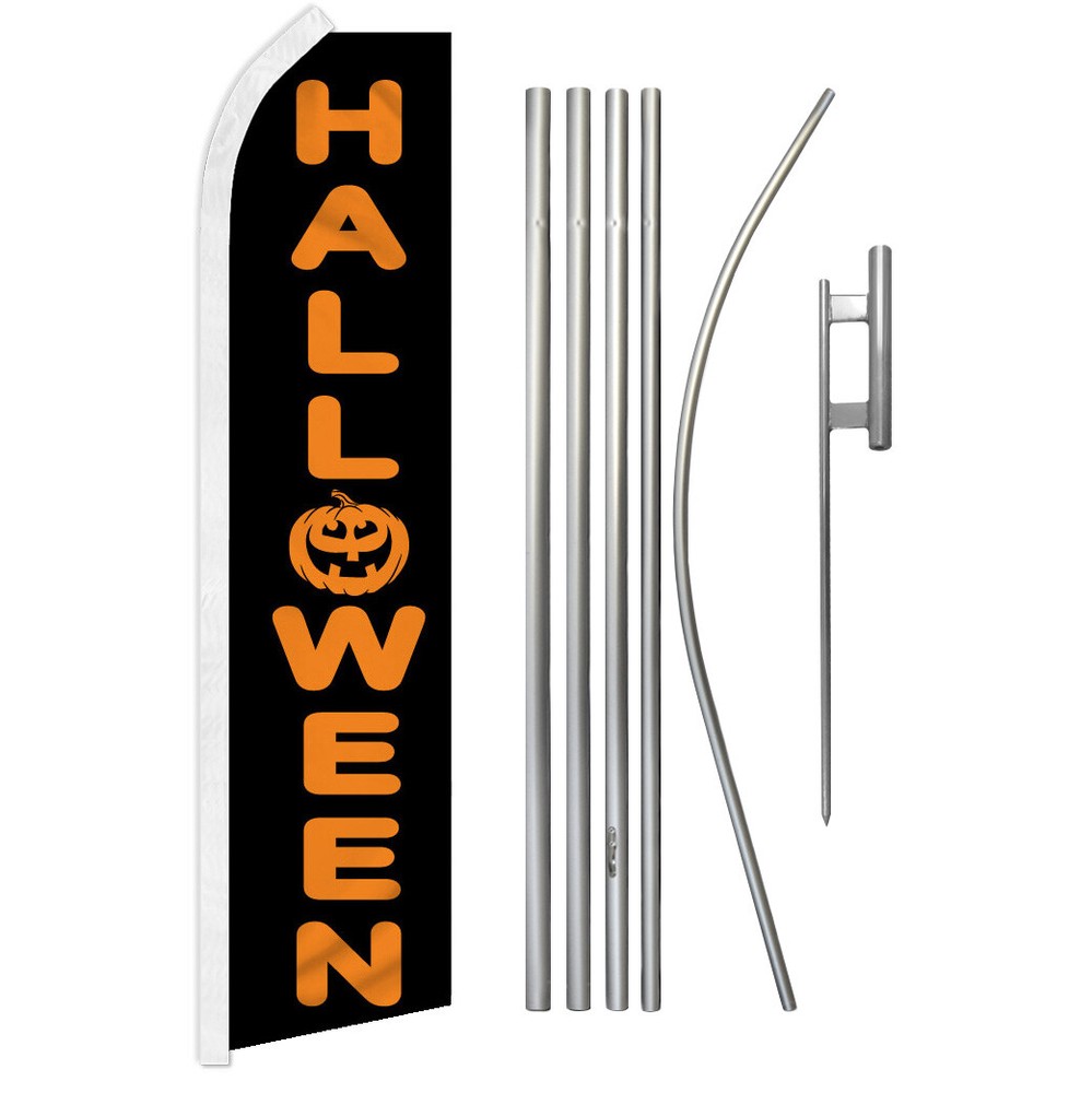 Halloween Feather Flutter Flag Kit with Pole for Outdoor Holiday Decor  