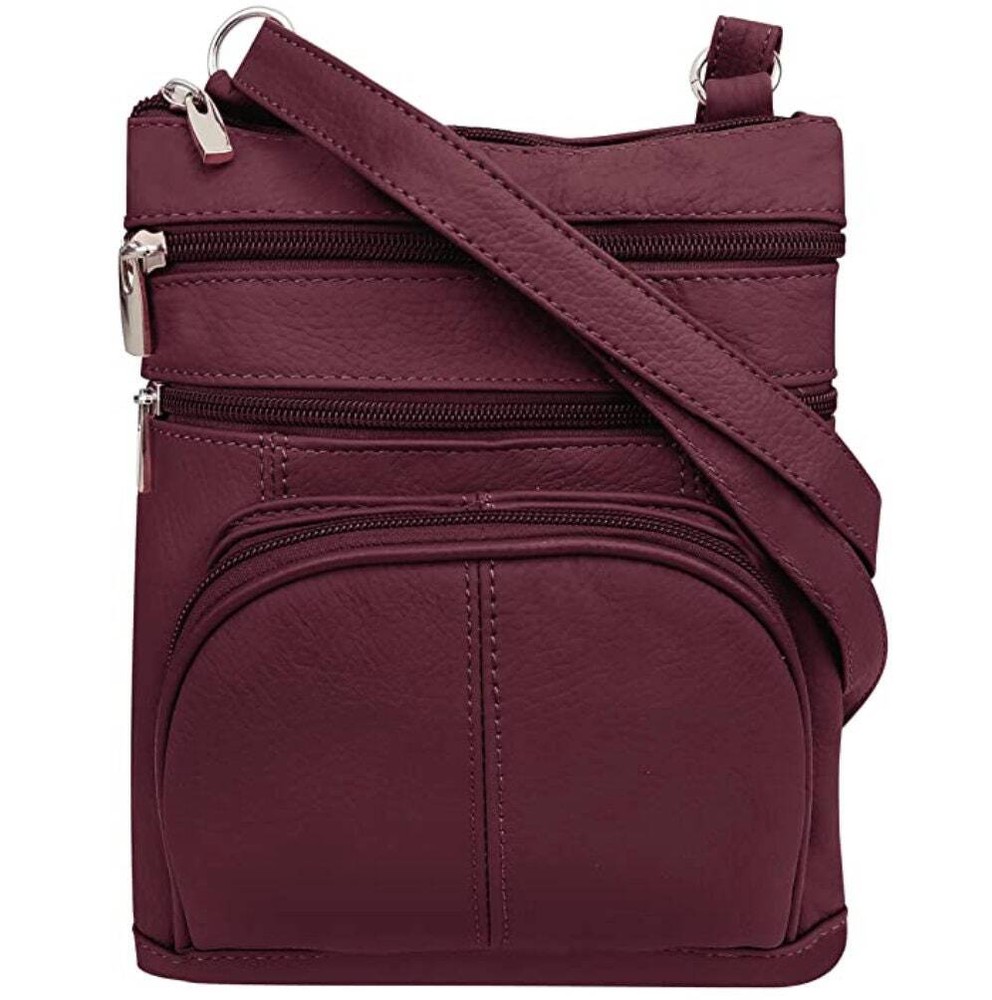 Genuine Cowhide Leather Studded Women Crossbody Bag with Pocket