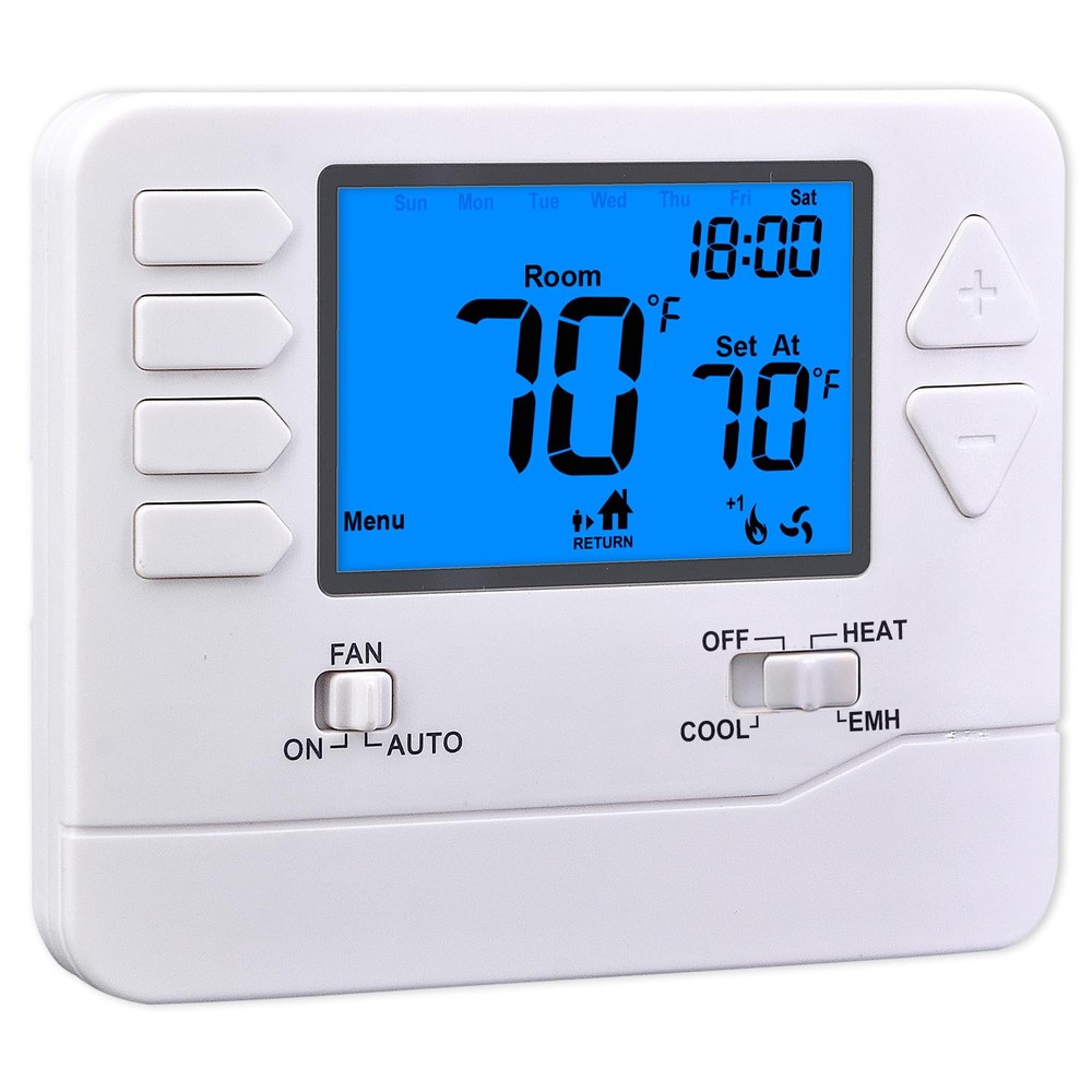 Termostato Bomba de Calor Programable 5-1-1 Día para Hogar hasta 2 Calor y 1 Frío
