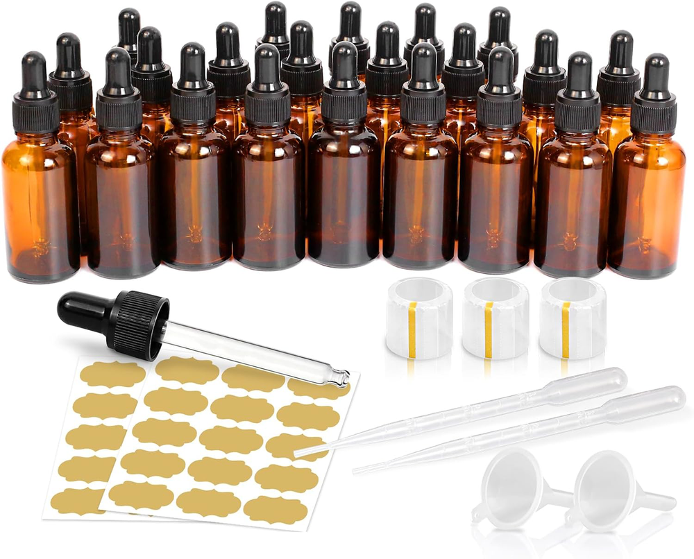GMISUN Tincture Bottles with Dropper, 22 Pack 1 Oz Amber Glass Dropper Bottle