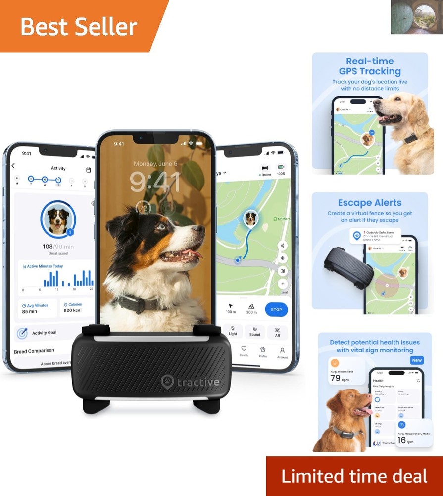 GPS Dog Collar Tracker with Health Monitoring & Extended Battery Life