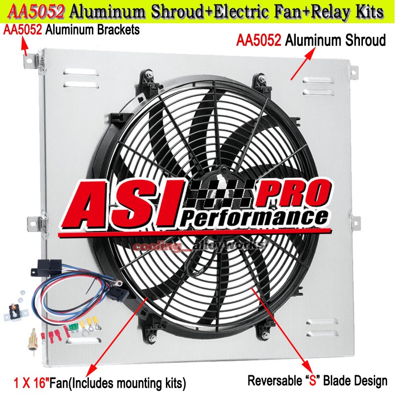Aluminum Shroud Fan+Relay Fit 1953-1956 Ford F-100 F-250 Pickup Trucks L6 V8.