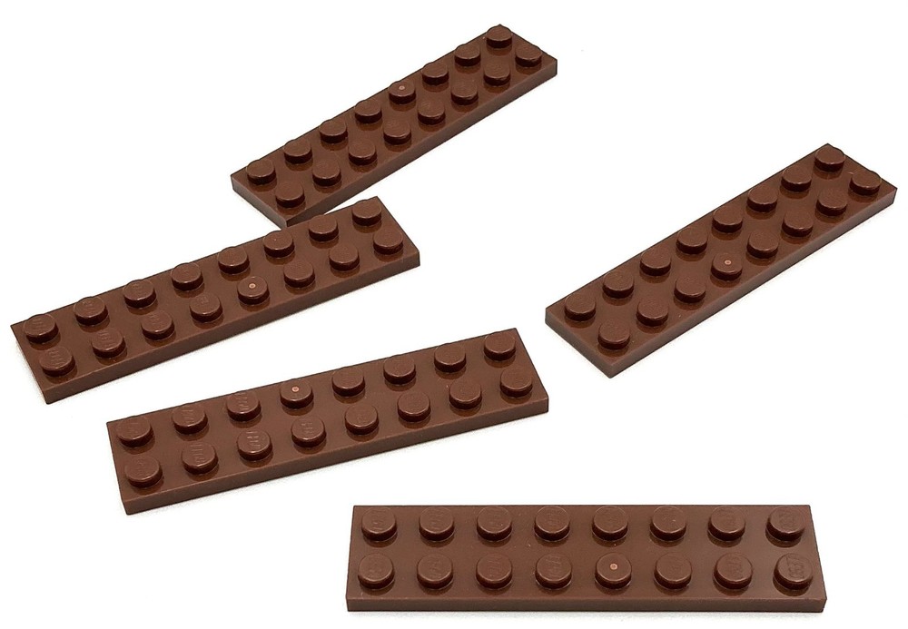 Lego 5 New Reddish Brown Plates 2 x 8 Stud Parts