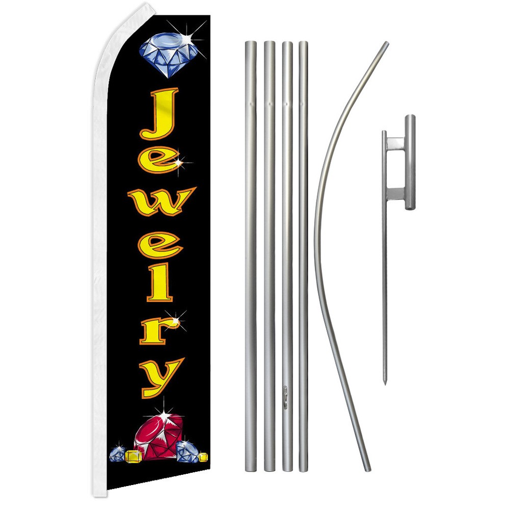 Jewelry Advertising Swooper Feather Flutter Flag & Pole Kit Jewelry Store