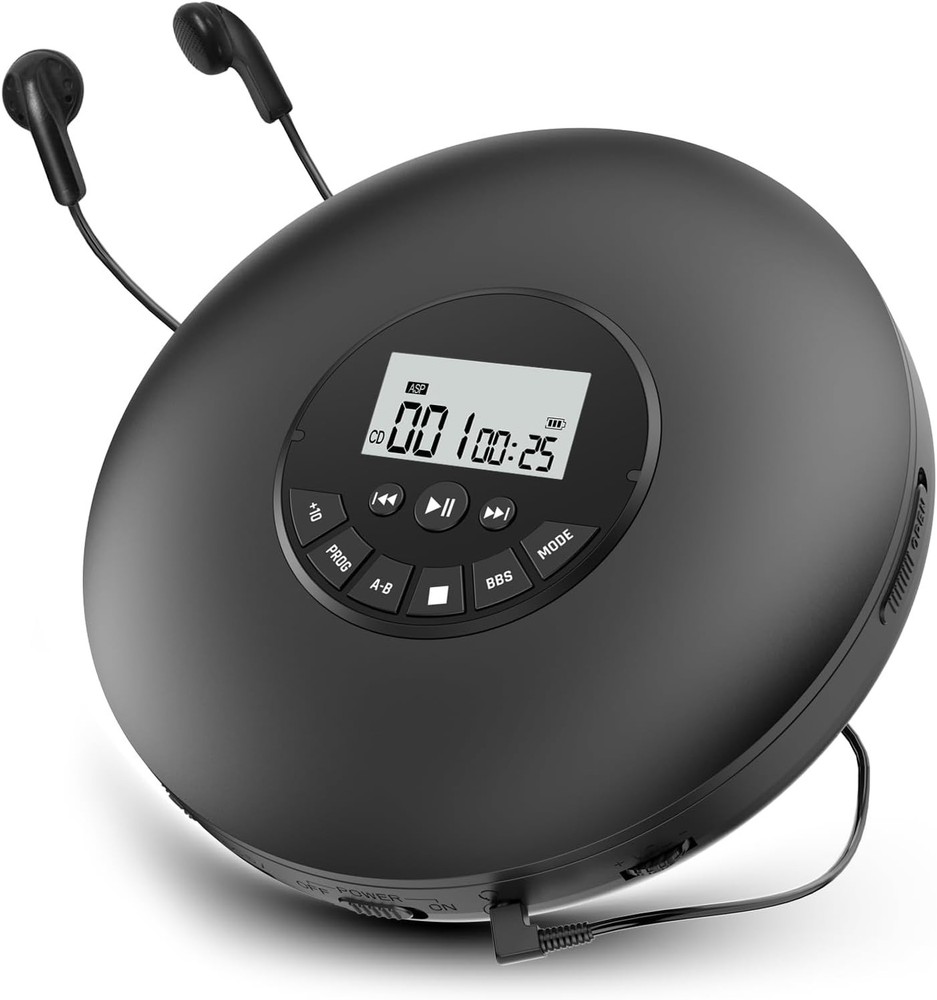 Mini Portable CD Player: Anti-Skip Design with Earphones & Custom Play Options
