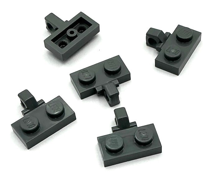 Lego 5 New Dark Bluish Gray Hinge Plates 1 x 2 Locking 1 Finger on Side Parts